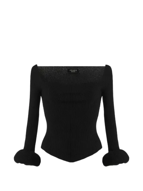 A.W.A.K.E. Mode ribbed Doughnut-sleeve top Black PSS25K02VI01BLACK