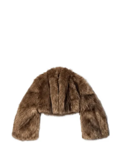 A.W.A.K.E. Mode faux-fur cropped jacket Brown AW24C03EP01BROWN