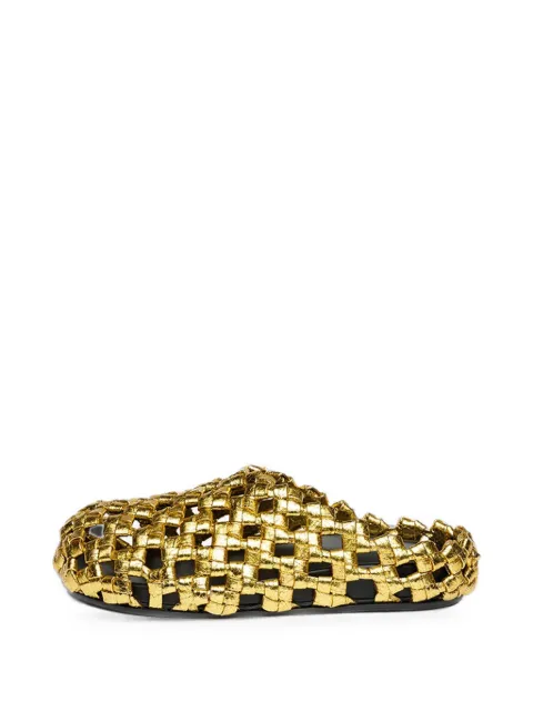 A.W.A.K.E. Mode woven leather mules Silver SSPF25SH13SILVERGOLD
