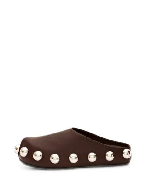 A.W.A.K.E. Mode Gabi stud-embellished leather mules Brown SSPF25SH10BROWNSILV