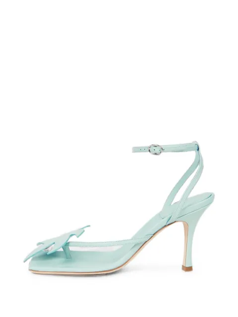 A.W.A.K.E. Mode Delta palm-leaf-detail leather sandals Blue SSPF25SH2TURQUOISE