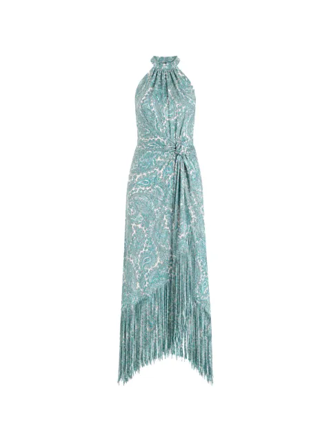 Cinq A Sept Teresa paisley fringe-trim midi dress Blue ZD309612193Z