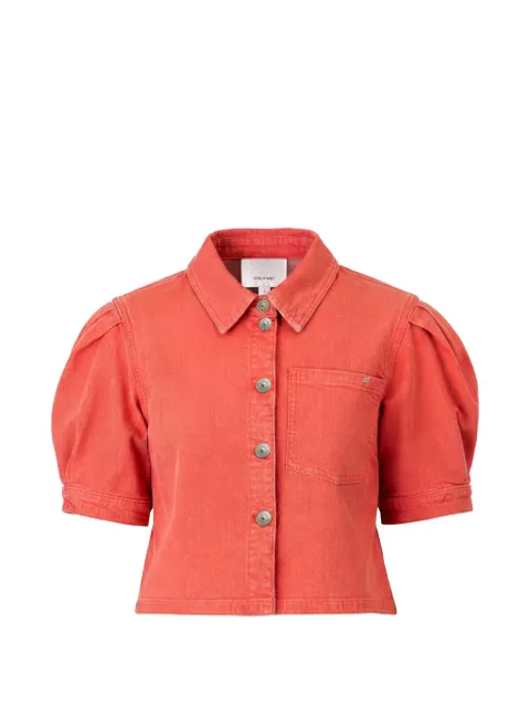 Cinq A Sept puff-sleeve denim top Orange ZW215311859ZCAMAR
