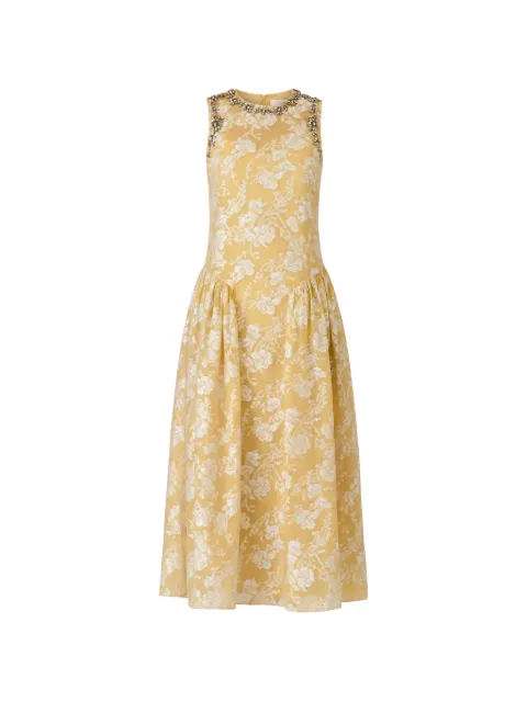 Cinq A Sept Florence floral-jacquard crystal-embellished midi dress Yellow ZD3512A11829Z