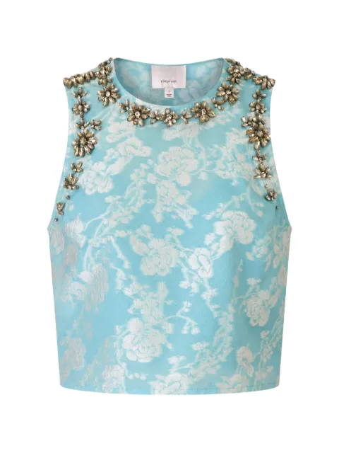 Cinq A Sept Barbara crystal-embellished jacquard top Blue ZW2201A11829ZBLLWH