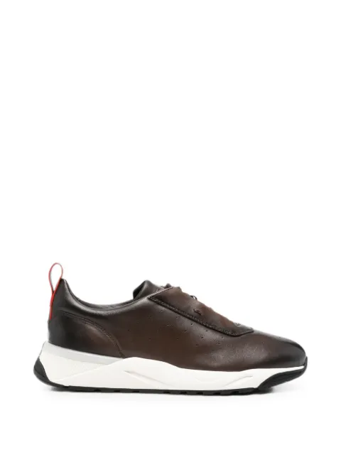 Santoni perforated-detail leather sneakers Brown MBIM22027BINTGON