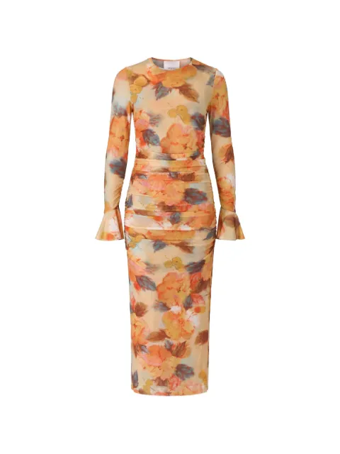 Cinq A Sept floral-print ruched maxi dress Orange ZD352812097ZSMSM