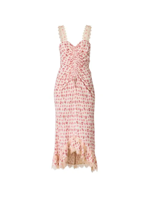Cinq A Sept Stevie lace-trim ruched maxi dress Neutrals ZD302812252Z