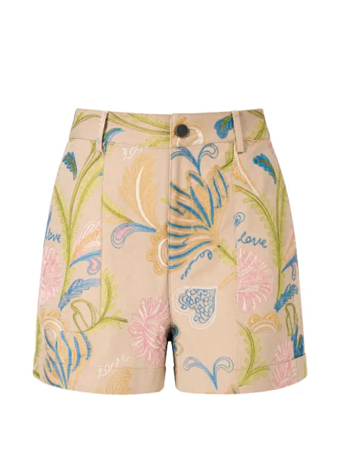 Cinq A Sept Addie embroidered mini shorts Neutrals ZP132112443ZKHM