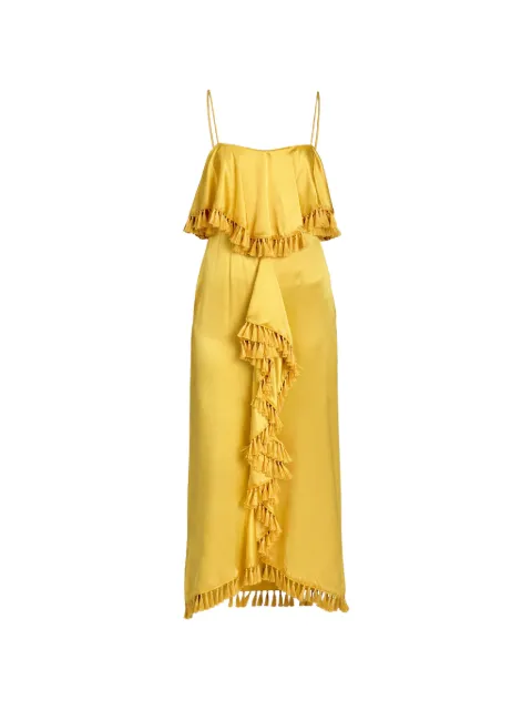 Cinq A Sept Luma tassel-trim ruffled midi dress Yellow ZD35471468Z