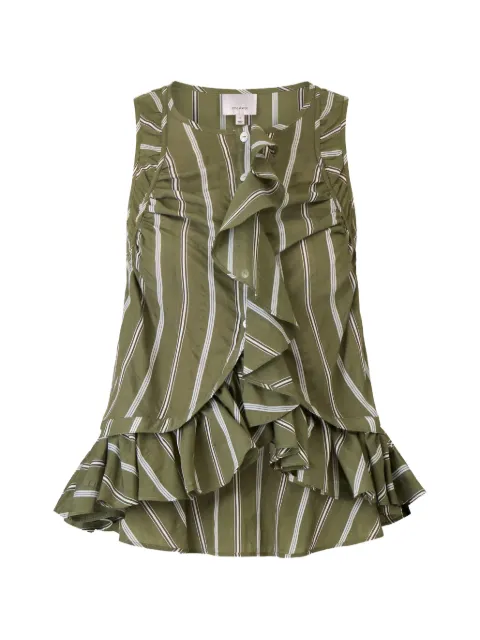 Cinq A Sept Azura ruffled striped top Green ZW224411839ZOVNR