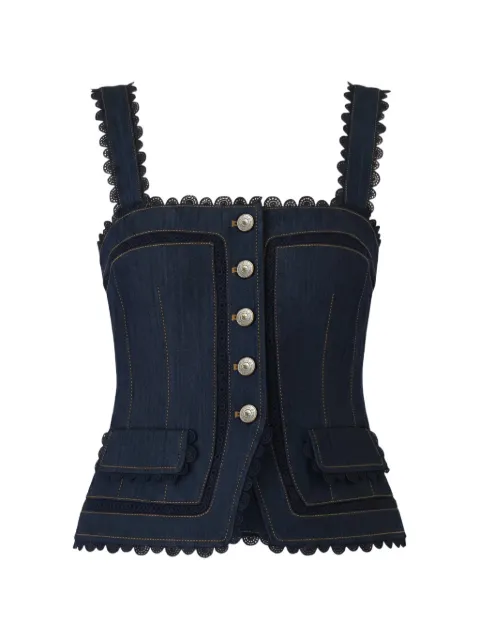 Cinq A Sept Myra guipure lace top Blue ZW22281502ZIND