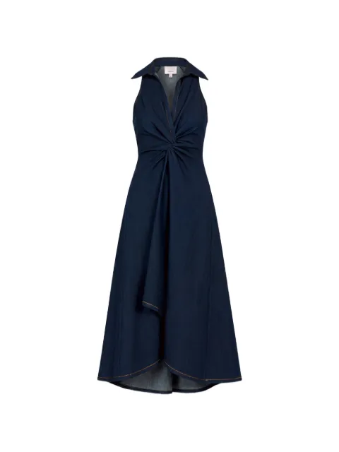 Cinq A Sept Sherri twist-detail denim midi dress Blue ZD35411502Z