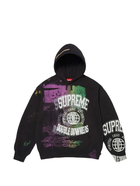Supreme graphic-print drawstring hoodie Black SU28037