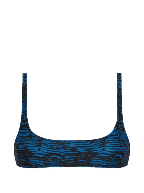 TROPIC OF C tiger-print scoop-neck bikini top Blue CS781