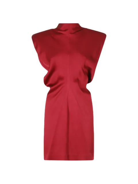 Federica Tosi padded-shoulder gathered-detail midi dress Red 31211311099