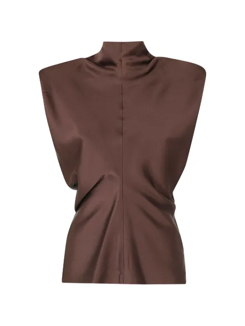 Federica Tosi padded-shoulder sleeveless blouse Brown 31110311
