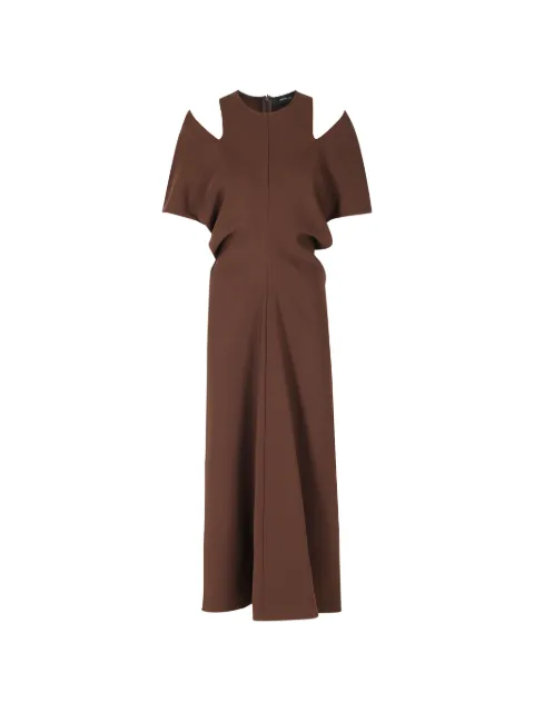 Federica Tosi cold-shoulder flared midi dress Brown 31220313