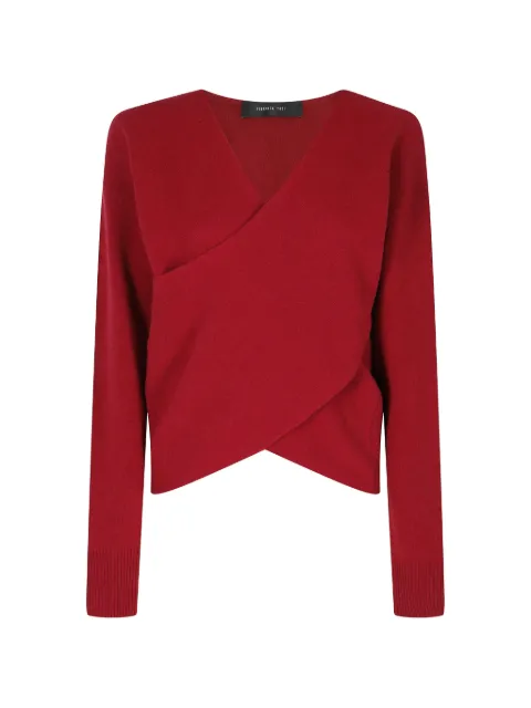 Federica Tosi wrap-style V-neck sweater Red 32001351099