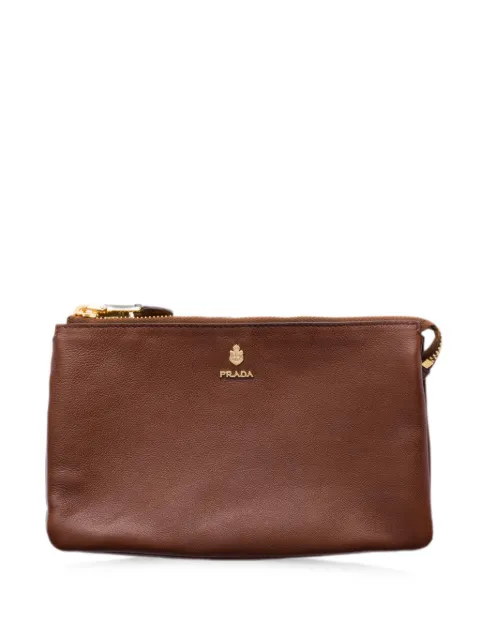 Prada leather zipper pouch Brown 1MB0842ZSN