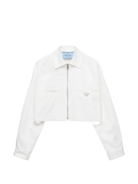 Prada cropped logo-plaque jacket White P513QSOOO10YP