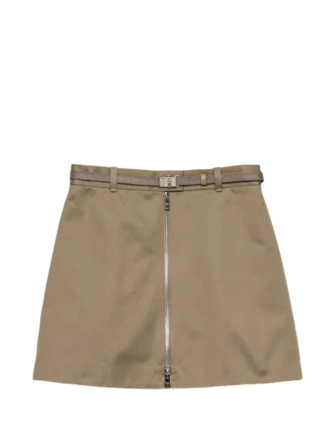 Prada belted zip-front mini skirt Neutrals P10D1H10YP