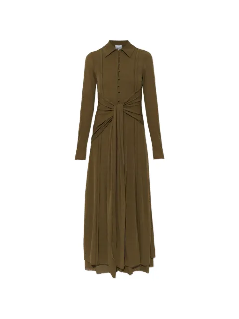 GANNI tie-waist button-down maxi dress Green A1030632