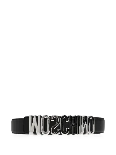Moschino logo-plaque leather belt Black MD6025PP0PFL0