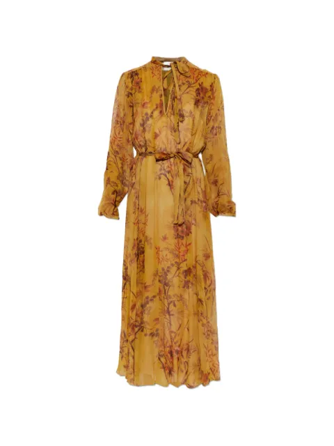 Forte Forte botanical-motif tie-neck maxi dress Yellow 151260