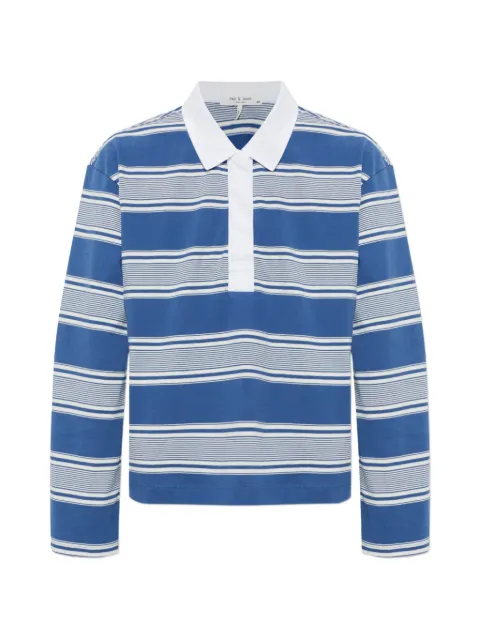 rag & bone Kelly striped long-sleeve polo shirt Blue RE5M32PT3KW0