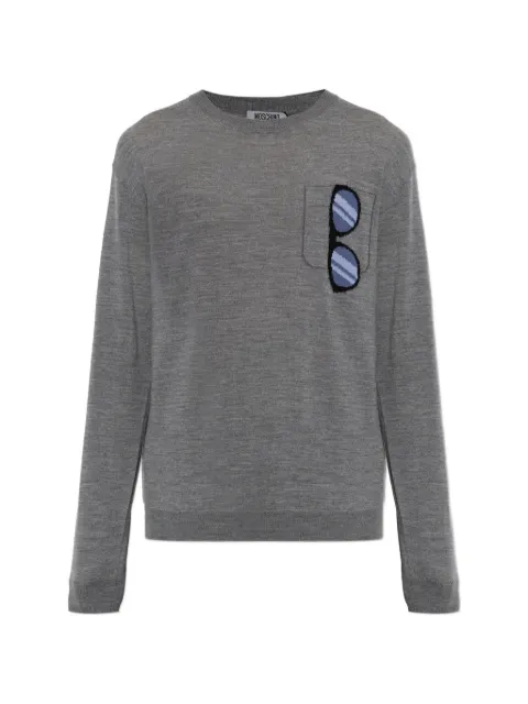 Moschino sunglasses-intarsia chest-pocket sweater Grey A09165200