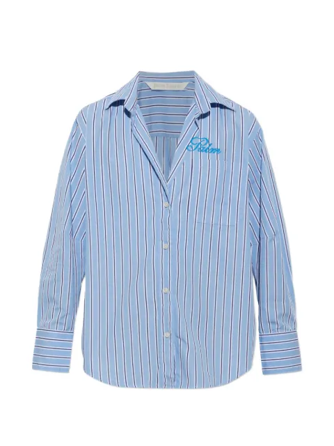 Palm Angels striped embroidered-logo shirt Blue PAWGA002FB0014403