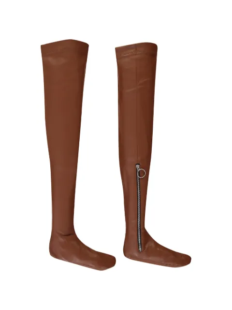 Cédric Charlier zip-fastening over-the-knee socks Brown A34018960