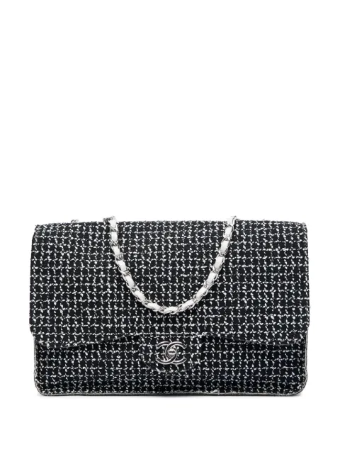 CHANEL Pre-Owned 2013-2014 Jumbo Classic Tweed and Calfskin Single Flap shoulder bag Black ZSM6A6ZJL0JA5BU1