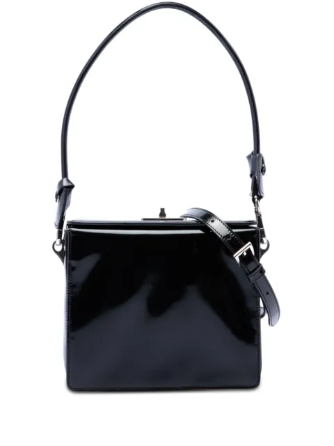 Prada Pre-Owned 2020-2026 Patent Leather Turnlock satchel Black GSFL4ULQ8XV0XRK9