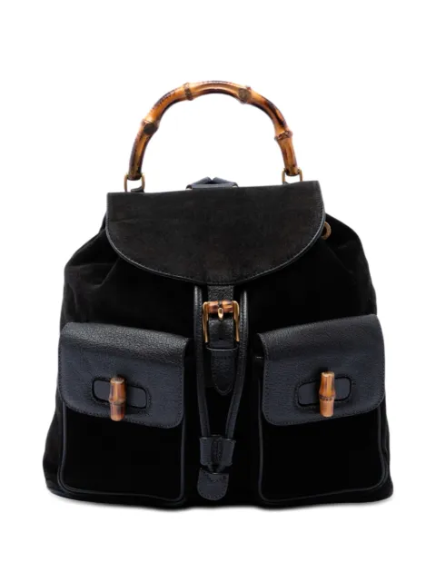 Gucci Pre-Owned 20th Century Suede Bamboo backpack Black E29TIHMQBOQD2VOP
