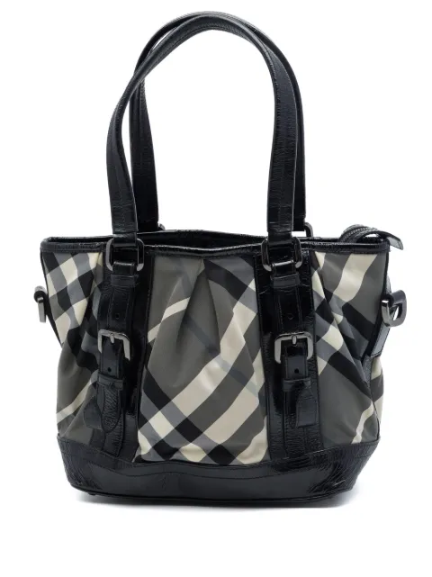 Burberry Pre-Owned 2000-2017 Beat Check Nylon and Patent Lowry satchel Grey DA36LKYAZ8LXEHKF