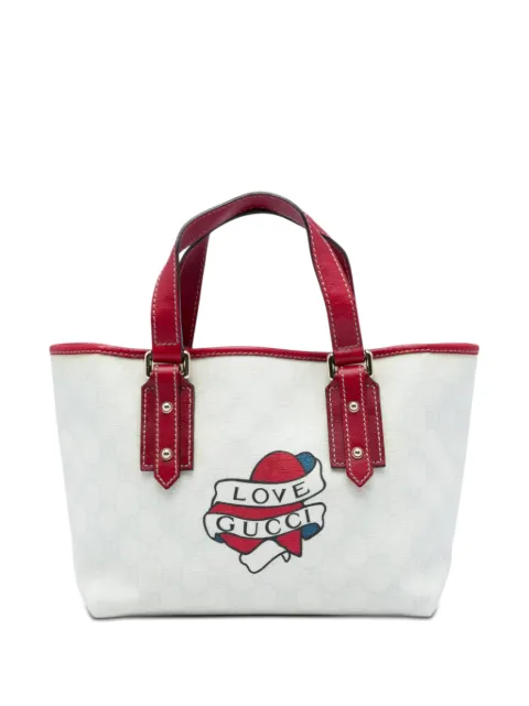 Gucci Pre-Owned 2016-2026 GG Supreme Heart Tattoo handbag White 75N9HHP0XJ85W1V2