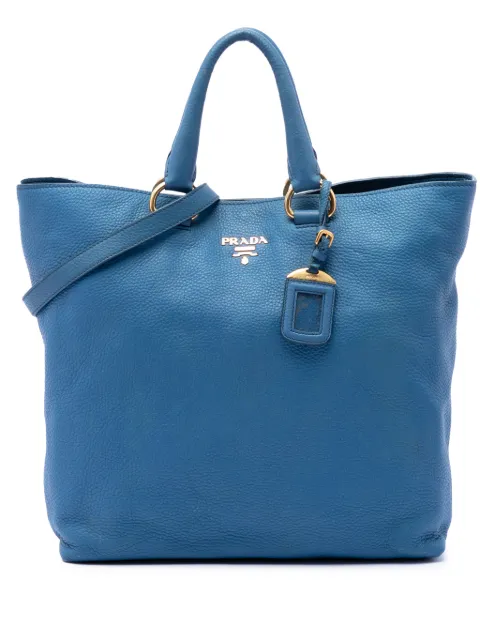 Prada Pre-Owned 2013-2026 Vitello Daino Open Convertible Tote satchel Blue 5CWSU4DSW4EQ6AIF