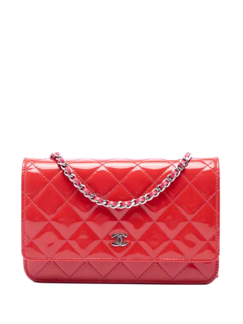 CHANEL Pre-Owned 2014 Bicolor Classic Patent Wallet On Chain crossbody bag Red 44TJJUB6EPW3Z87B