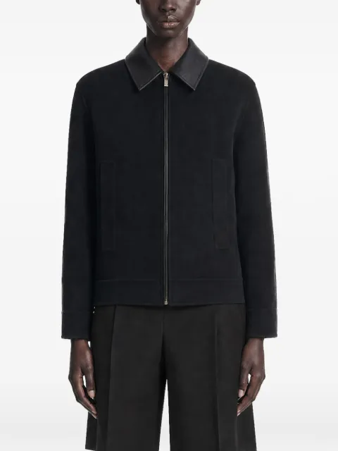 Max Mara leather-trim zip-up jacket Black 2626086011600