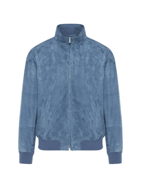Enrico Mandelli high-neck suede jacket Blue 3T918A7406