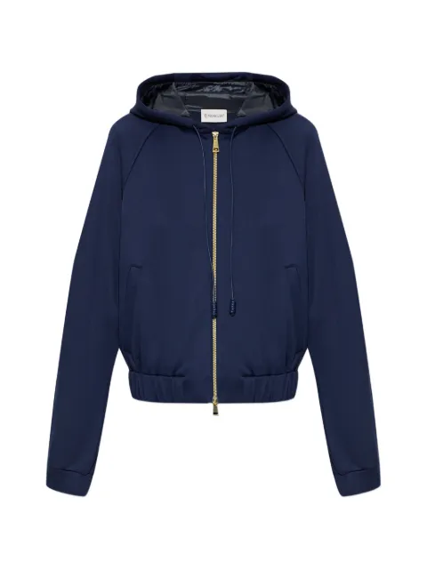 Moncler logo-patch zip-up hoodie Blue L20938G0001389A66