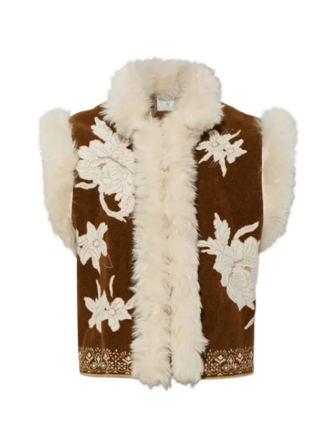 Forte Forte Lotus botanical-motif vest Brown 15155