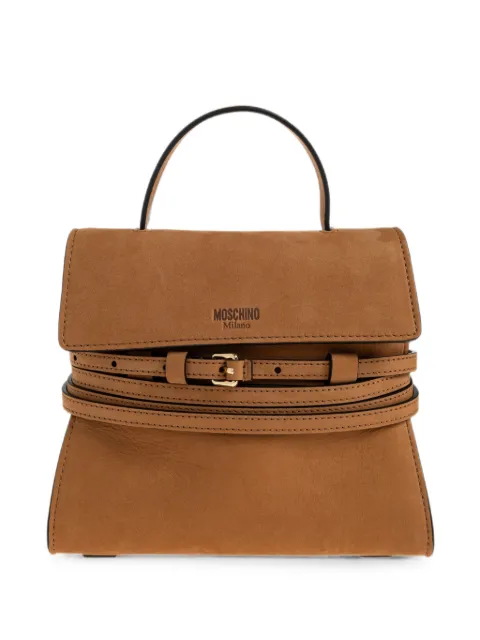 Moschino small Tie Me buckle-strap tote bag Brown MC4166PP1