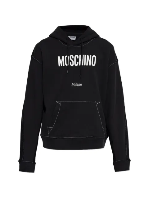 Moschino logo-print contrast-stitch hoodie Black 262ZZA17085228