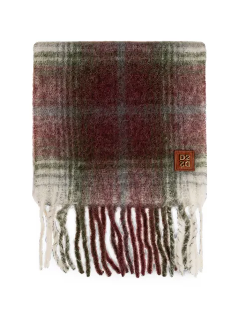 DSQUARED2 checked fringed scarf Red SCM004205M01040