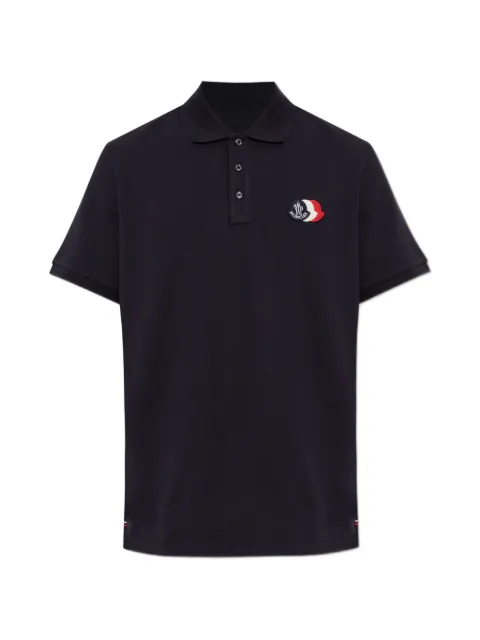 Moncler logo-patch short-sleeve polo shirt Blue L20918A0001289A16