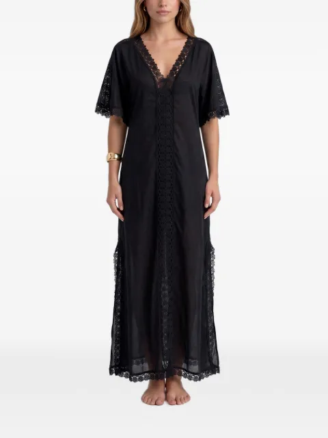 Charo Ruiz Ibiza Saena lace-trim maxi tunic dress Black 261206