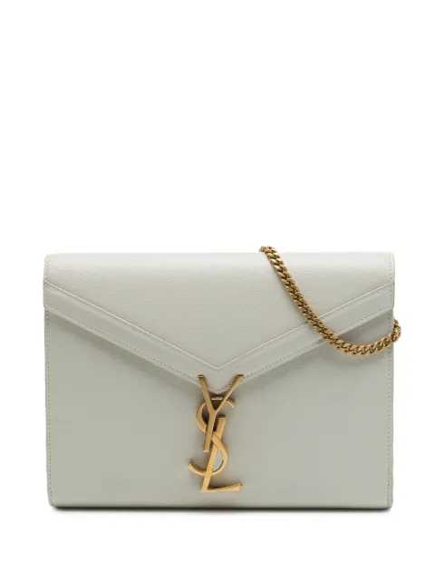 Saint Laurent Pre-Owned 2019 Grain De Poudre Monogram Cassandra Chain Wallet crossbody bag White YP38PIFO4N2GVAF2